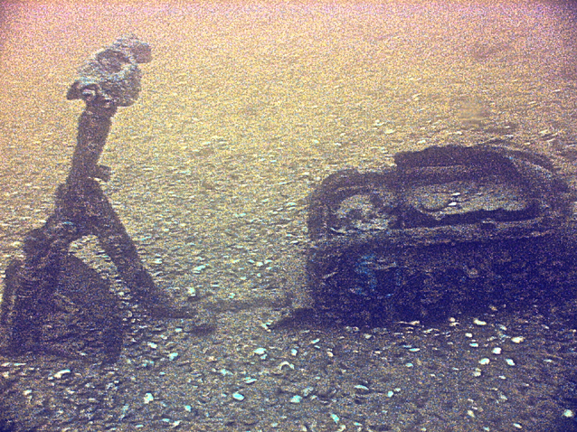 Motorroller unter Wasser